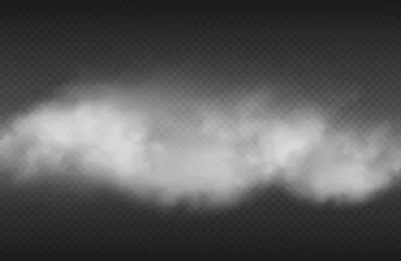 Zelfklevend Fotobehang Rookeffect. Vector realistische rook of voor geïsoleerd op transparante achtergrond. Illustratie wolk rook transparant, stoom sigaret of sigaar © ONYXprj