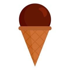 Chocolate ice cream icon. Flat illustration of chocolate ice cream vector icon for web design