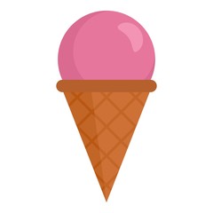 Fototapeta na wymiar Pink ice cream icon. Flat illustration of pink ice cream vector icon for web design