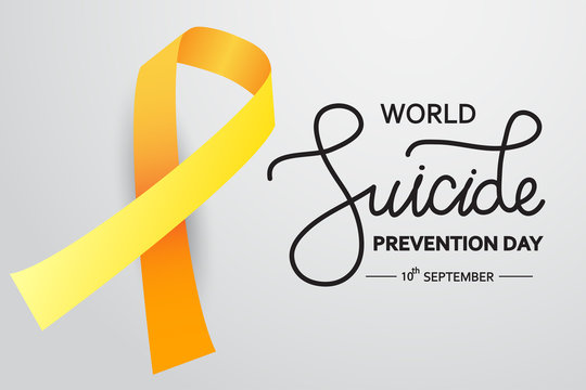 World Suicide Prevention Day concept with awareness ribbon. white background vector illustration for web and printing.