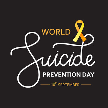 World Suicide Prevention Day concept with awareness ribbon. Dark vector illustration for web and printing.