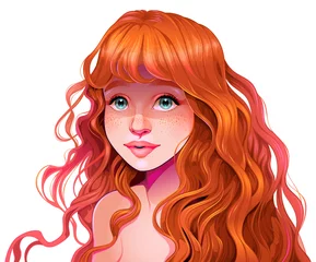 Wandcirkels plexiglas Girl with red hair © ddraw