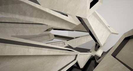 Abstract black and concrete interior. 3D illustration and rendering.