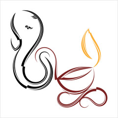Ganesha The Lord Of Wisdom Calligraphic Style