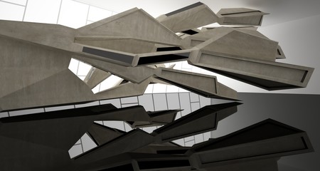 Fototapeta premium Abstract black and concrete interior. 3D illustration and rendering.