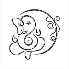 Ganesha The Lord Of Wisdom Calligraphic Style