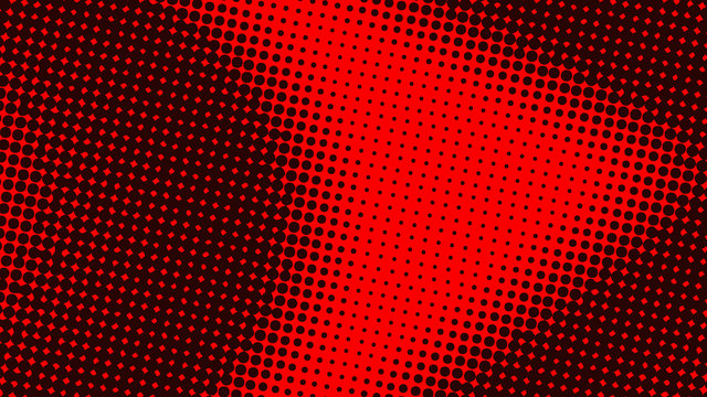 Dark red retro pop art background with halftone dots design