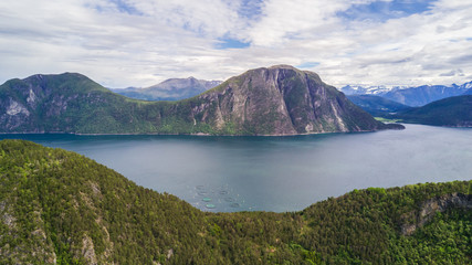 Naklejka na ściany i meble Beautiful Nature Norway natural landscape aerial photography view