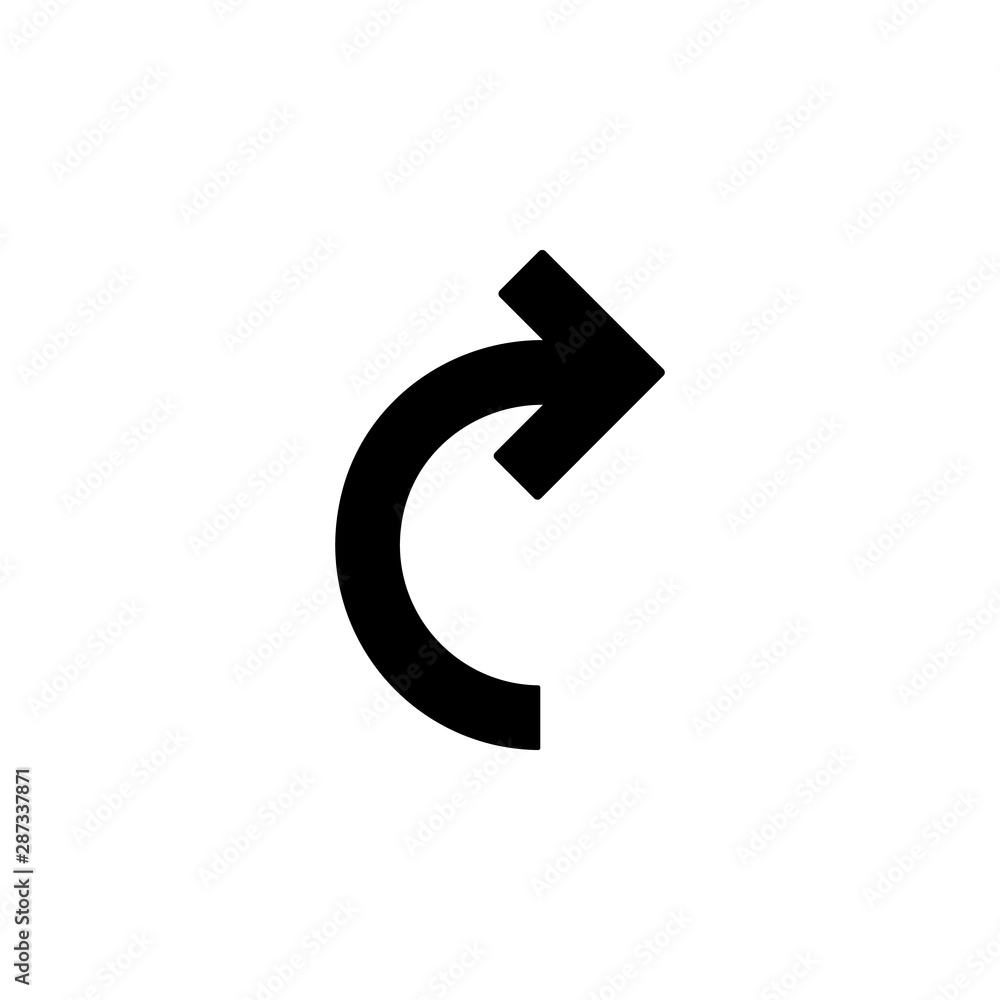 Poster right arrow semicircle icon. simple glyph, flat vector of arrows icons for ui and ux, website or mob