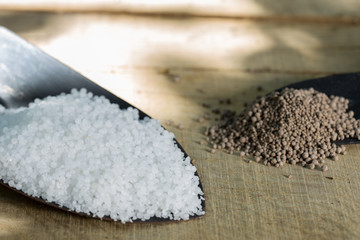 chemical fertilizer close-up. NPK fertilizer for plants.