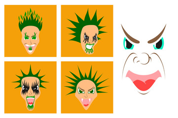 assembly of flat icons on theme evil faces