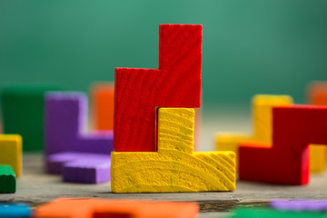 Creative solution for idea - business concept, jigsaw puzzle on the blackboard