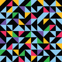Multicolored geometric truchet pattern background with triangles