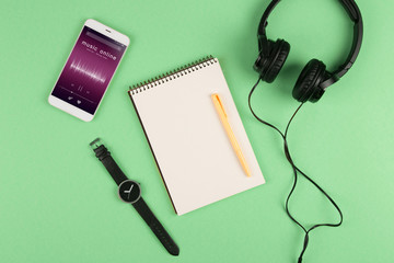 Listen music online concept - online music player app on smartphone