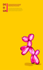 Air balloon dog. 3d realistic cute rubber toy.