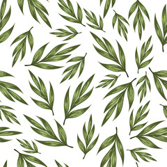 Beautiful vector pattern with green leaves