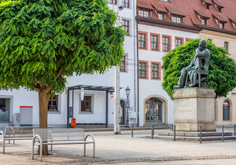 Robert Schumann Statue in Zwickau auf dem Hauptmarkt