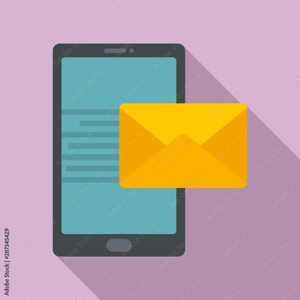 Poster smartphone mail inbox icon. flat illustration of smartphone mail inbox vector icon for web design