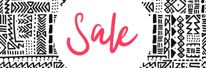 Sale - typography, text on modern illustrated background