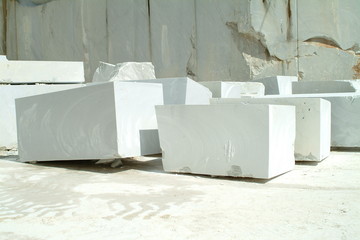Blocks of white marble near the quarries, Carrara
