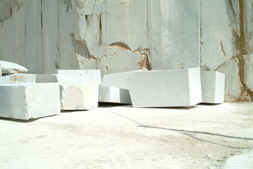 Blocks of white marble near the quarries, Carrara