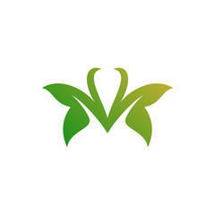 leaf with butterfly logo template