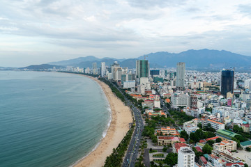 Obraz na płótnie Canvas Nha Trang coastal city, with the famous and beautiful beaches and bays in Vietnam
