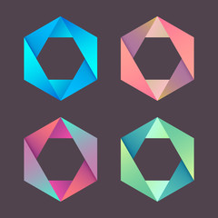 Multicolored polygon logo icons set
