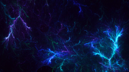 3D rendering multicolored abstract fractal on black background