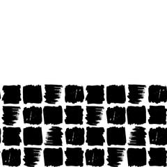 Scandinavian Abstract grunge texture Card banner template, paint strokes geometric background grid print, black on white background. simple squares ornament retro style. Vector
