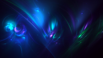 3D rendering multicolored abstract fractal on black background