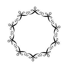 Round calligraphic vector wedding frame wreath with place for text. Isolated flourish vintage element for design. Perfect for holidays, Thanksgiving Day, Valentines Day, greeting card