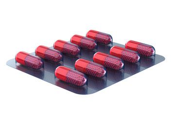 set capsules on white background. Isolated 3D illustration