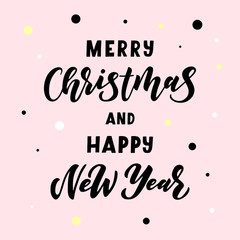 Merry Christmas and happy New Year hand drawn lettering
