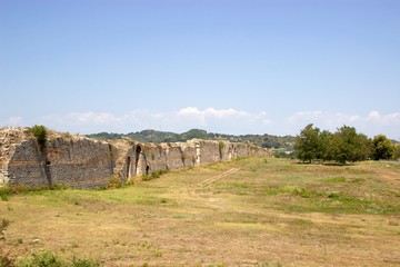 Ancient walls of Nicopolis town of the Roman empire near the city of Preveza in Epirus, Greece