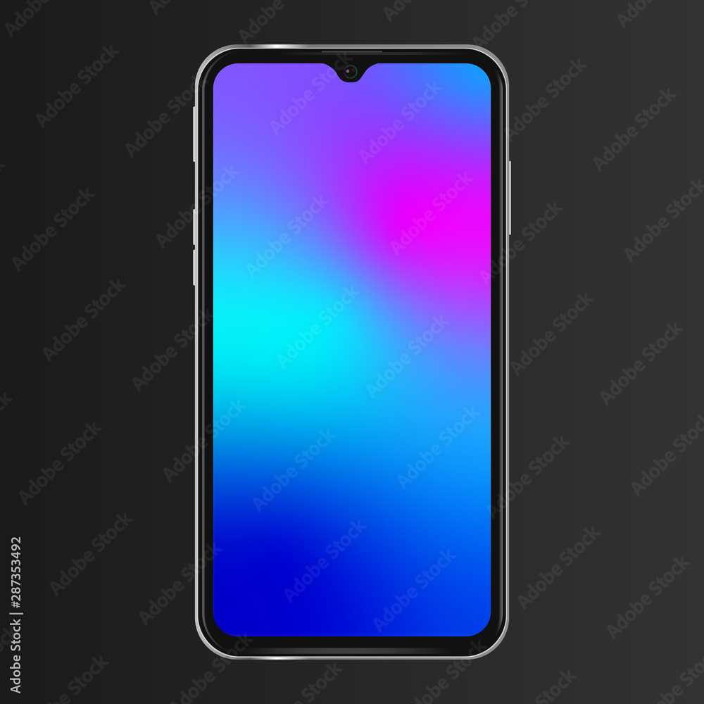 Poster realistic phone screen template no notch front view smart-phone mobile device. modern isolated detai