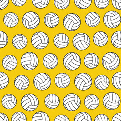 Yellow seamless pattern with volleyballs