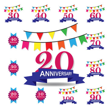 20 years multicolored icon . Set of anniversary illustration icons. Signs, symbols can be used for web, logo, mobile app, UI, UX