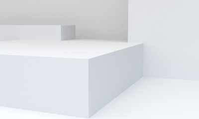 Geometric White shape scene minimal, 3d rendering.
