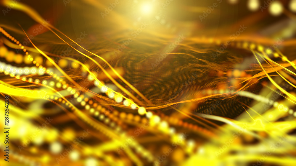 Wall mural yellow vector mesh technology science wavy background