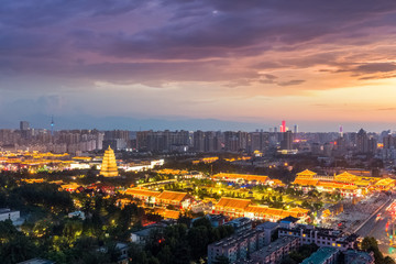 Fototapeta na wymiar xian cityscape of big wild goose pagoda