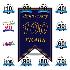 100 years multicolored icon . Set of anniversary illustration icons. Signs, symbols can be used for web, logo, mobile app, UI, UX
