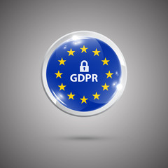 Glossy rounded button with General Data Protection Regulation concept, GDPR