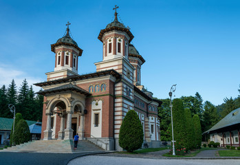 Fototapeta na wymiar Exterior view of the Orthodox monastery of Sinaia, Transylvania (Romania).