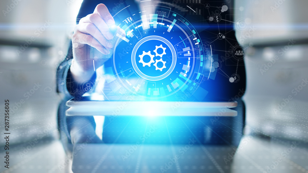 Poster automation, business and industrial process workflow optimisation, software development concept on v