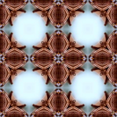 Colorful abstract square symmetry background. Seamless geometric pattern ornament for design and decor. Brown and blue pattern.