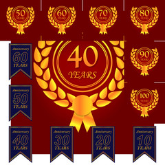 40 years multicolored icon . Set of anniversary illustration icons. Signs, symbols can be used for web, logo, mobile app, UI, UX