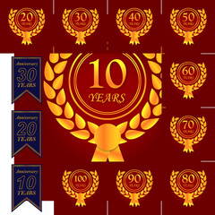 10 years multicolored icon . Set of anniversary illustration icons. Signs, symbols can be used for web, logo, mobile app, UI, UX