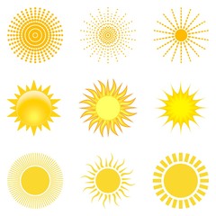 Sonne oder Sonnenschein Symbol als Vektor auf einem weißen isolierten Hintergrund
