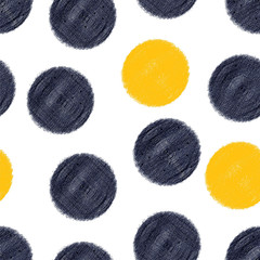 Decorative abstract polka dots in the style of the 60s.  Cheerful polka dot vector seamless pattern. Can be used in textile industry, paper, background, scrapbooking.